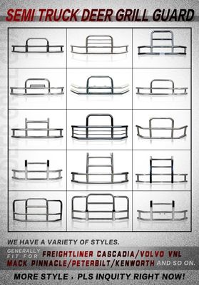 Fábrica Dongsui estilo clássico Semi Truck Bumper Deer Guards For Freightliner Cascadia For Volvo International Prostar Kenworth Peterbilt Mack Pinnacle